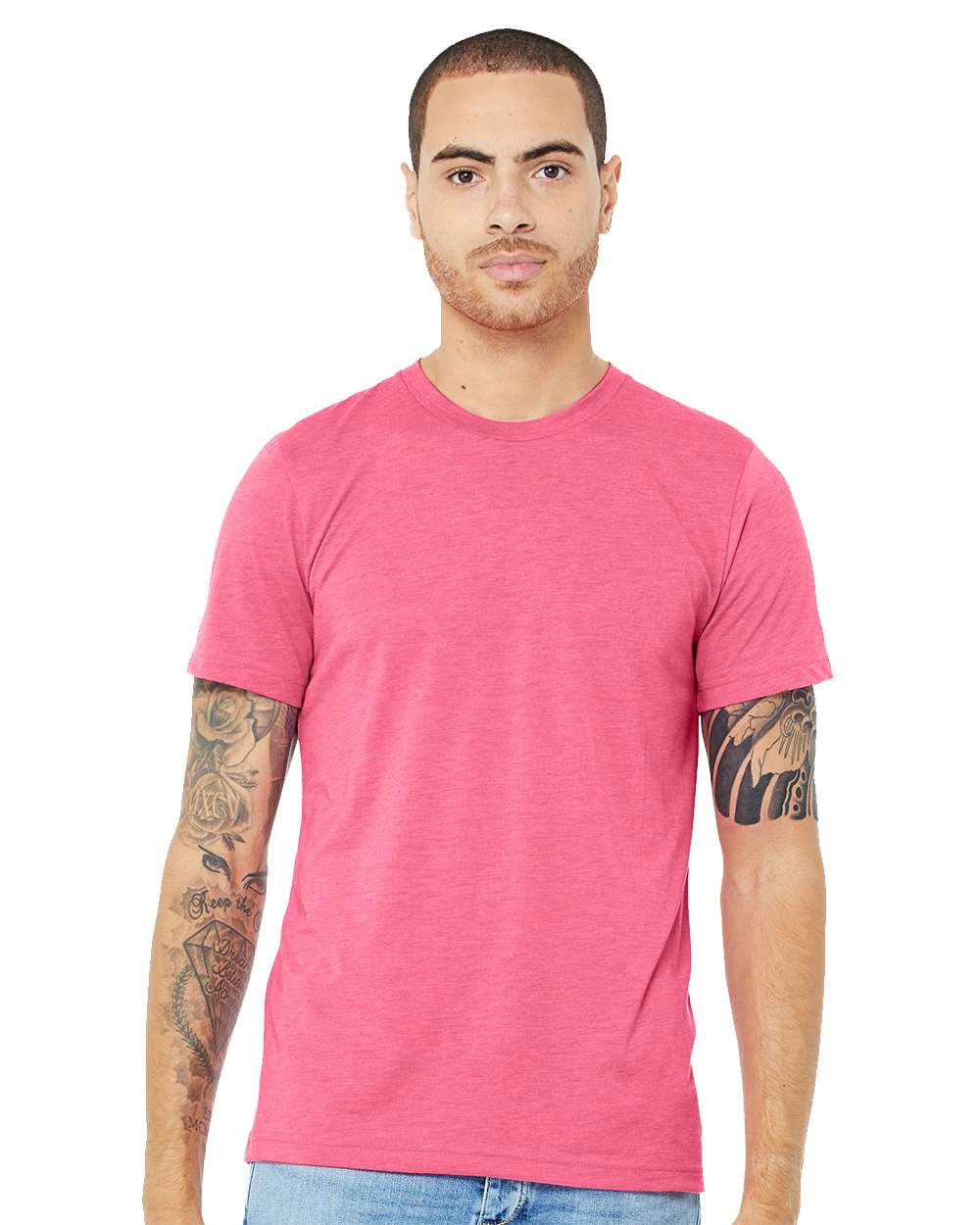 Bella + Canvas 3413 Unisex Triblend Tee - Charity Pink Triblend - HIT a Double