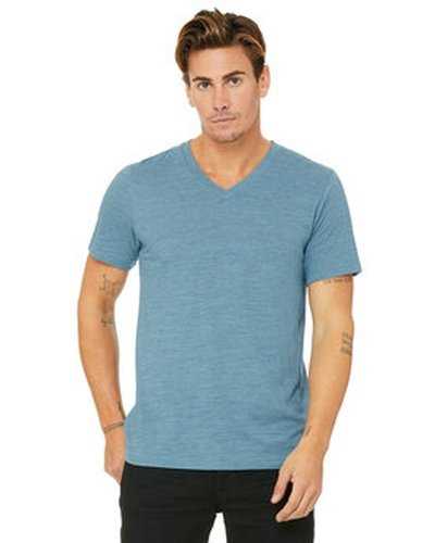 Bella + Canvas 3655C Unisex Textured Jersey V-Neck T-Shirt - Denim Slub - HIT a Double