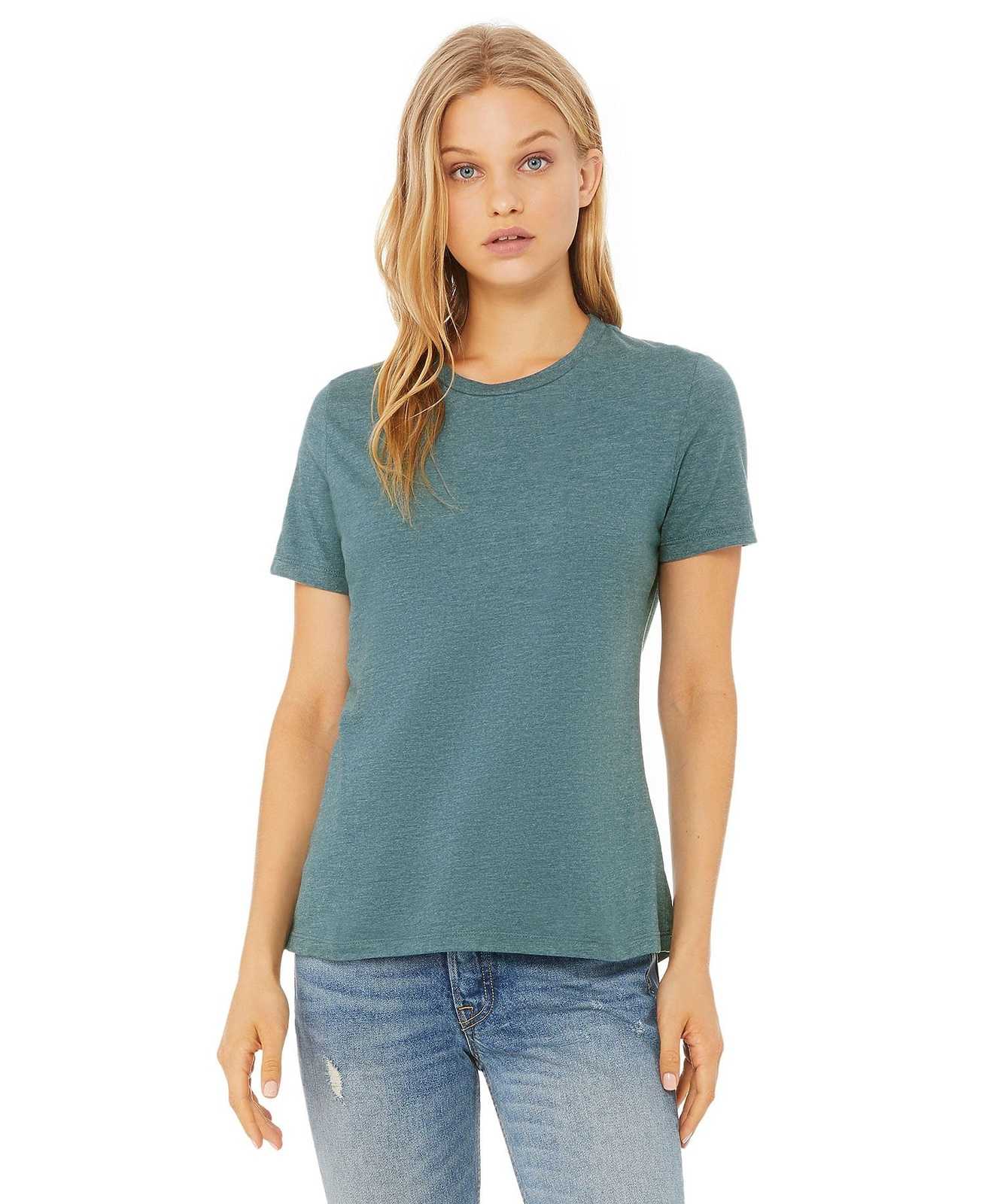 Bella + Canvas 6400 Women's Relaxed Jersey Short Sleeve Tee - Heather Deep Teal - HIT a Double