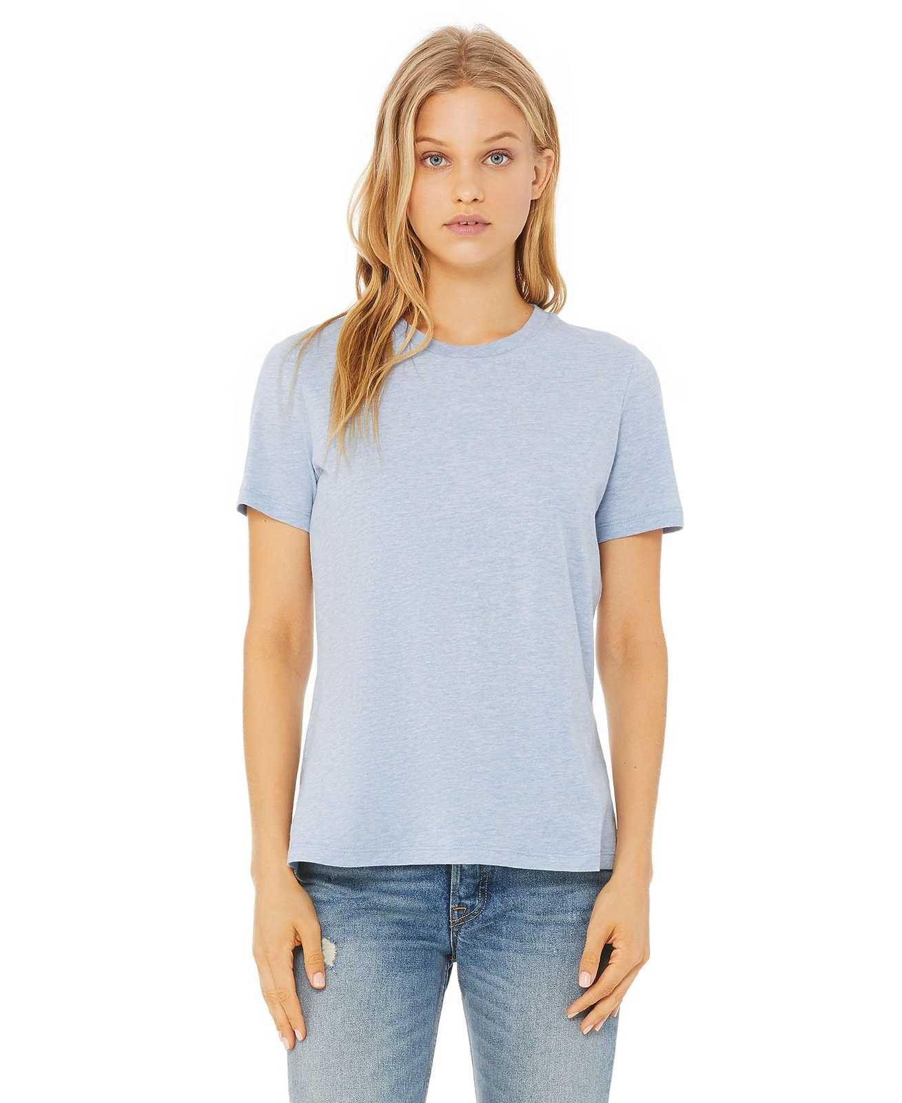 Bella + Canvas 6400 Women's Relaxed Jersey Short Sleeve Tee - Heather Prism Blue - HIT a Double