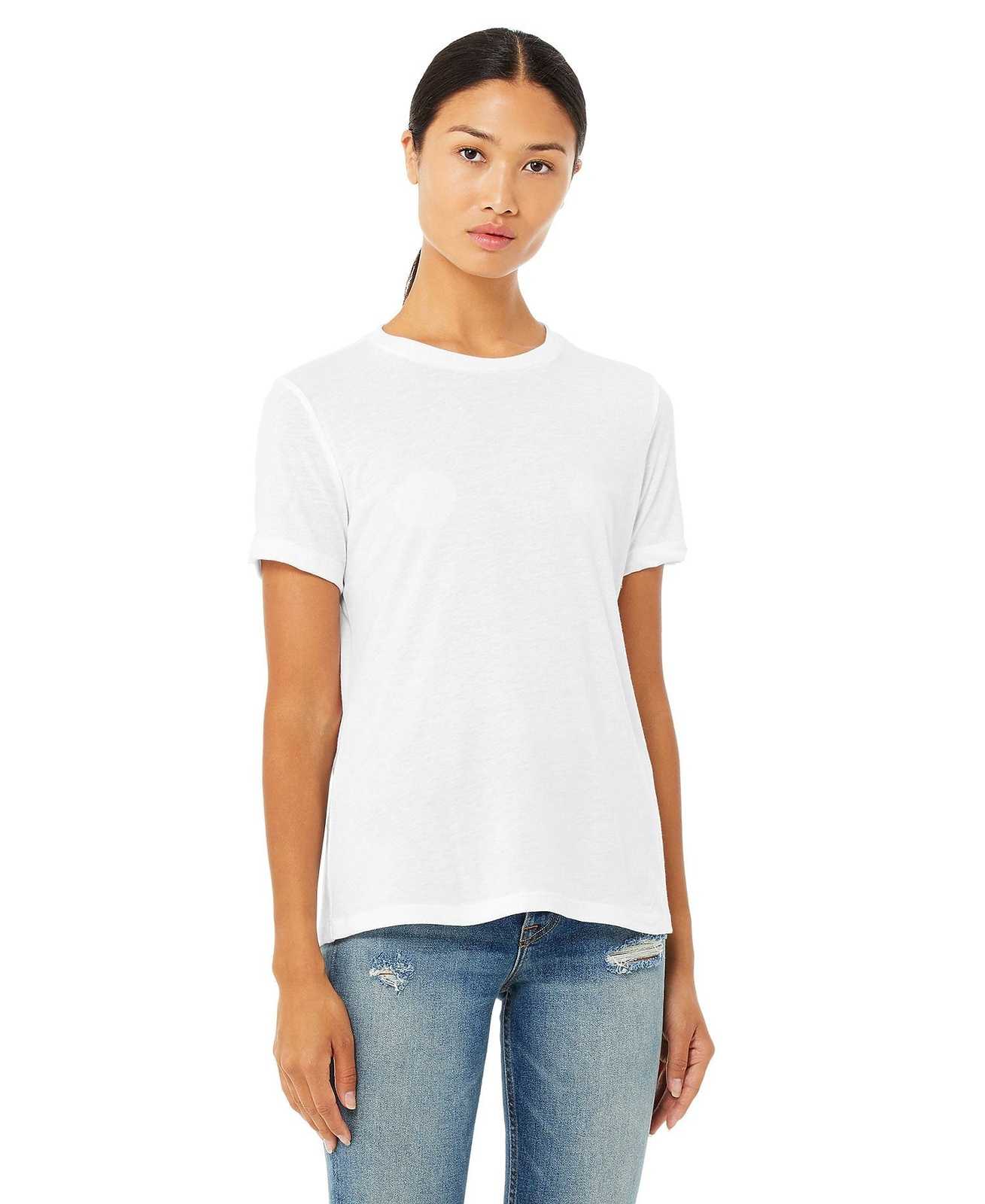 Bella + Canvas 6413 Women's Relaxed Triblend Short Sleeve Tee - Solid White Triblend - HIT a Double