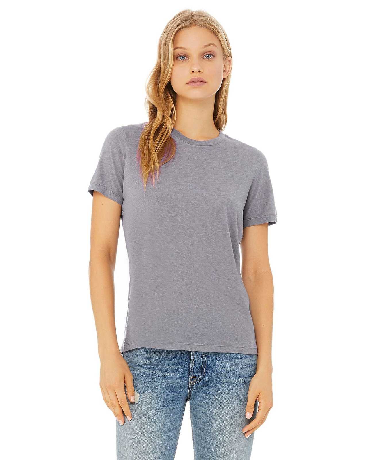 Bella + Canvas 6413 Women's Relaxed Triblend Short Sleeve Tee - Storm Triblend - HIT a Double