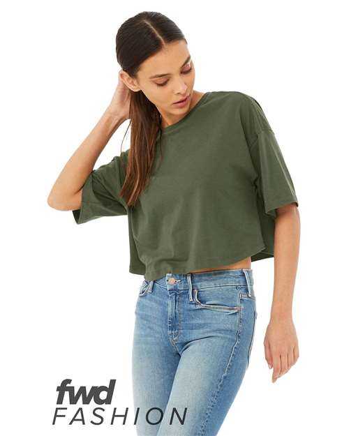 Bella + Canvas 6482 FWD Fashion Women's Jersey Cropped Tee - Military Green - HIT a Double