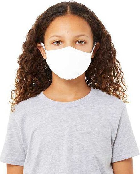 Bella + Canvas TT044Y Youth 2-Ply Reusable Face Mask Pkg 72 - Solid White Blend - HIT a Double