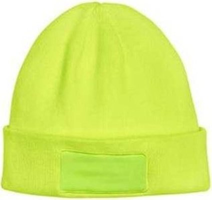Big Accessories BA527 Patch Beanie - Neon Yellow - HIT a Double