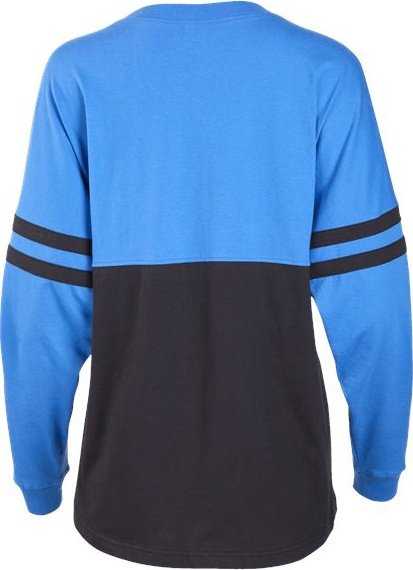 Boxercraft BW3514 Women's Pom Pom Long Sleeve Jersey T-Shirt - Collegiate Blue/ Blue/ Black - HIT a Double - 1
