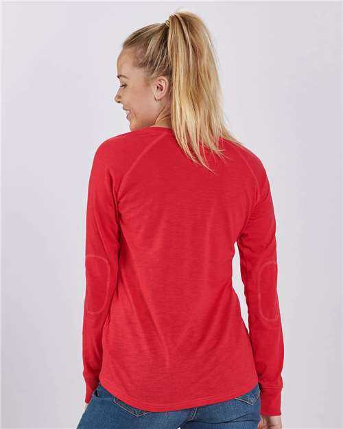 Boxercraft BW3166 Women's Solid Preppy Patch Long Sleeve T-Shirt - Red - HIT a Double - 1