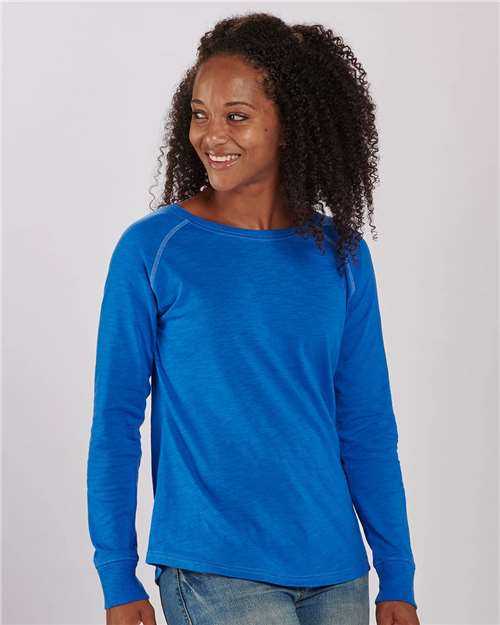 Boxercraft BW3166 Women's Solid Preppy Patch Long Sleeve T-Shirt - Royal - HIT a Double - 1