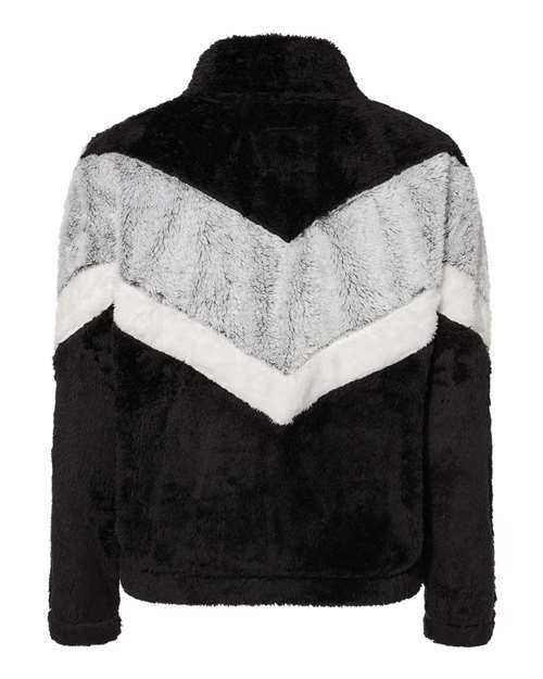Boxercraft FZ05 Women's Chevron Fuzzy Fleece Pullover - Black Frosty Grey Natural - HIT a Double