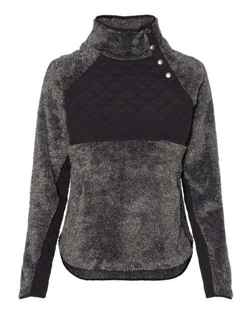 Boxercraft FZ06 Women's Quilted Fuzzy Fleece Pullover - Black Pepper Black - HIT a Double