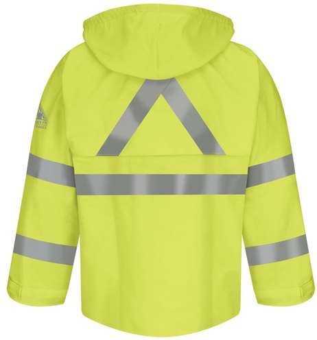 Bulwark JXN4 Hi-Visibility Flame-Resistant Rain Jacket - Yellow/ Green - HIT a Double - 1