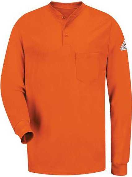 Bulwark SEL2L Long Sleeve Tagless Henley Shirt - Long Sizes - Orange - HIT a Double - 1