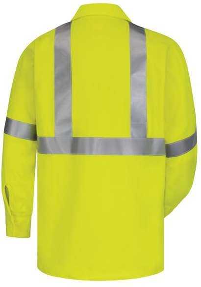 Bulwark SMW4 High Visibility Long Sleeve Work Shirt - Yellow/ Green - HIT a Double - 1