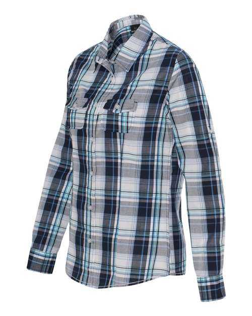 Burnside 5222 Women's Long Sleeve Plaid Shirt - Navy - HIT a Double