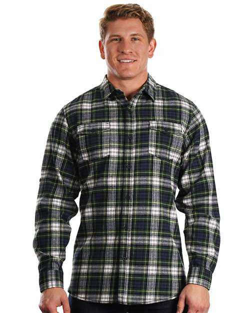 Burnside 8210 Yarn-Dyed Long Sleeve Flannel Shirt - Navy Green - HIT a Double