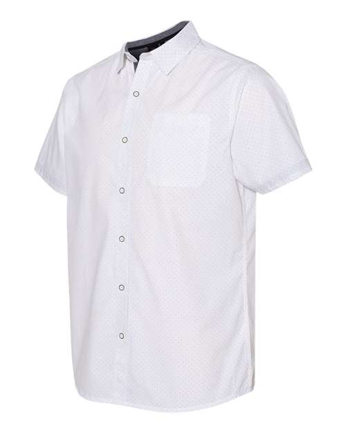 Burnside 9290 Peached Printed Poplin Short Sleeve Shirt - White Black Dot - HIT a Double