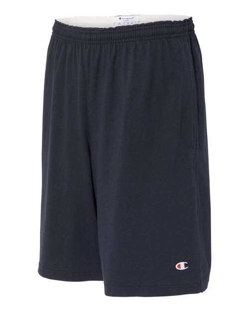 Champion 8180 Cotton Jersey 9" Shorts with Pockets - Navy - HIT a Double