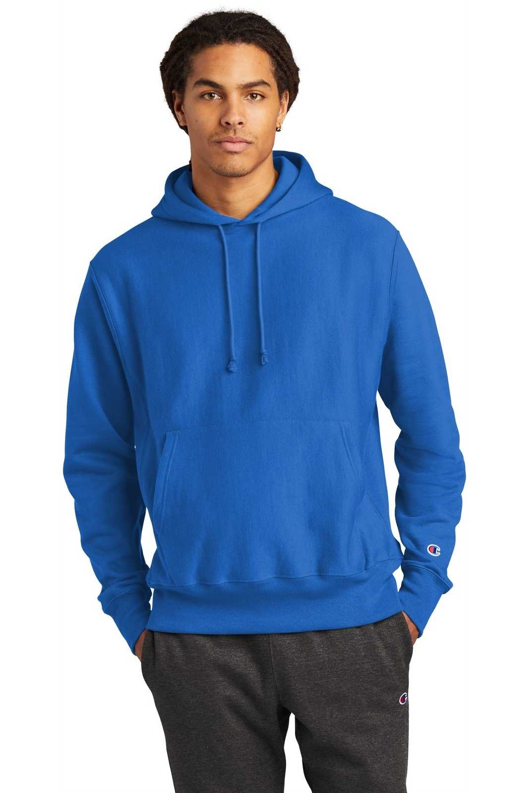 Champion S101 Reverse Weave Hooded Sweatshirt - Athletic Royal - HIT a Double