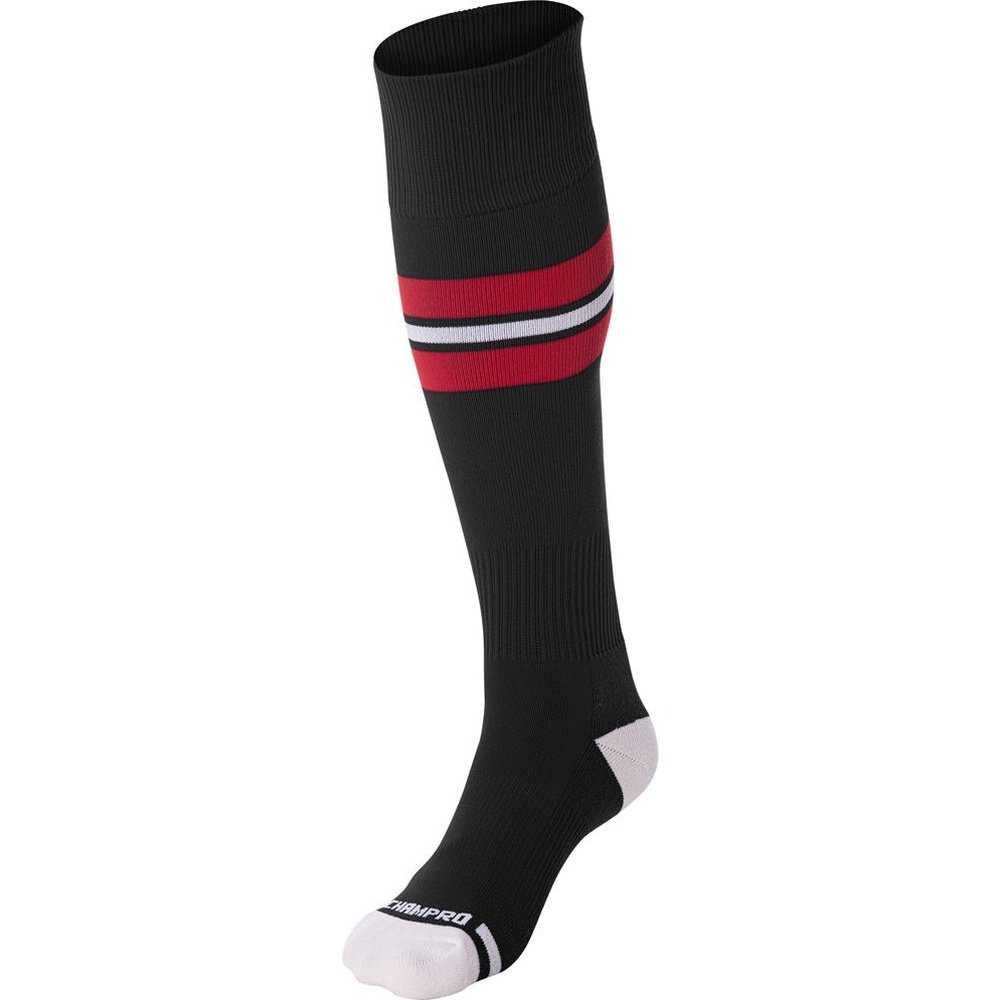 Champro AS3 Striped Baseball Knee High Socks - Black Scarlet White - HIT a Double - 1
