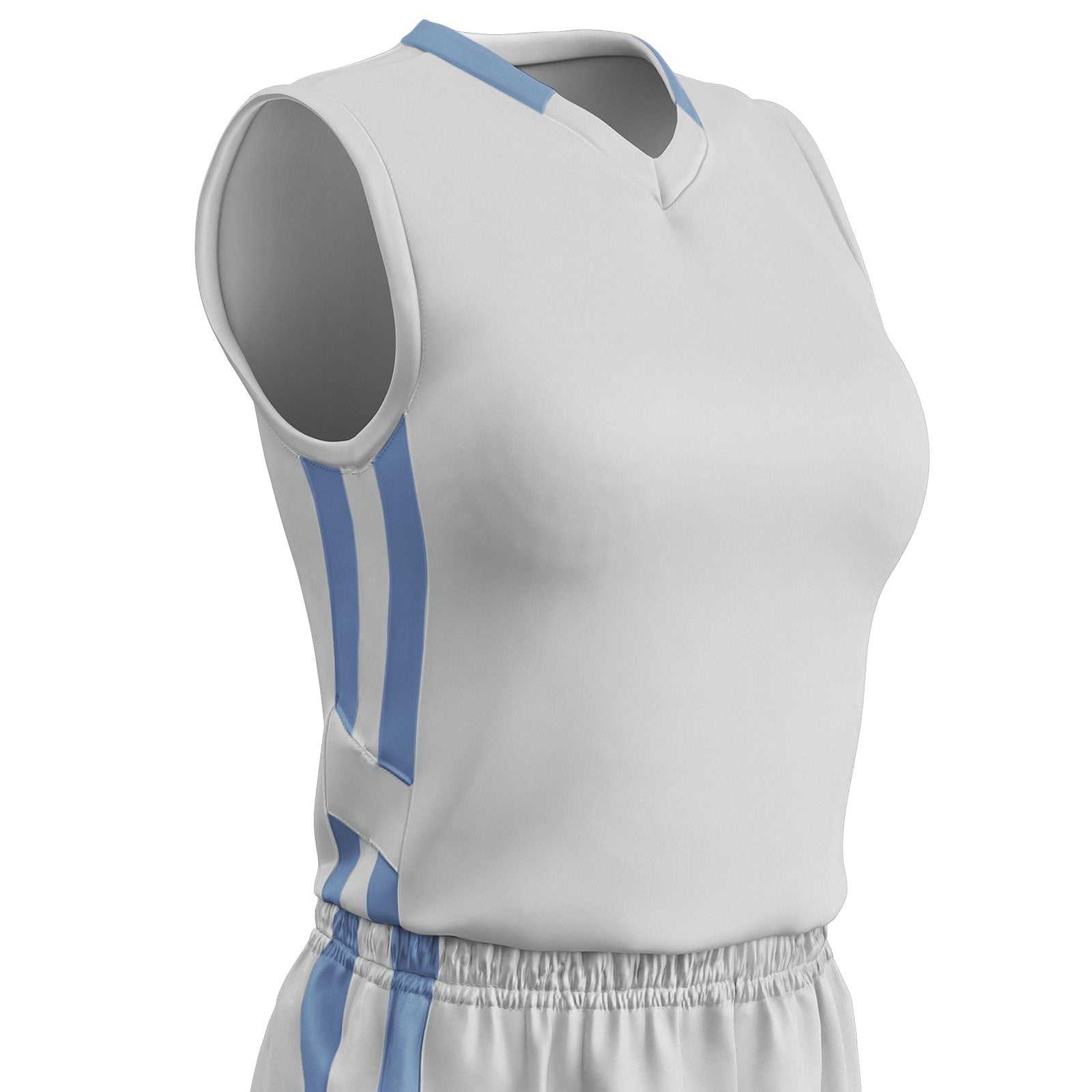 Champro BBJ9W Muscle Dri-Gear Basketball Jersey Women's - White Light Blue - HIT a Double