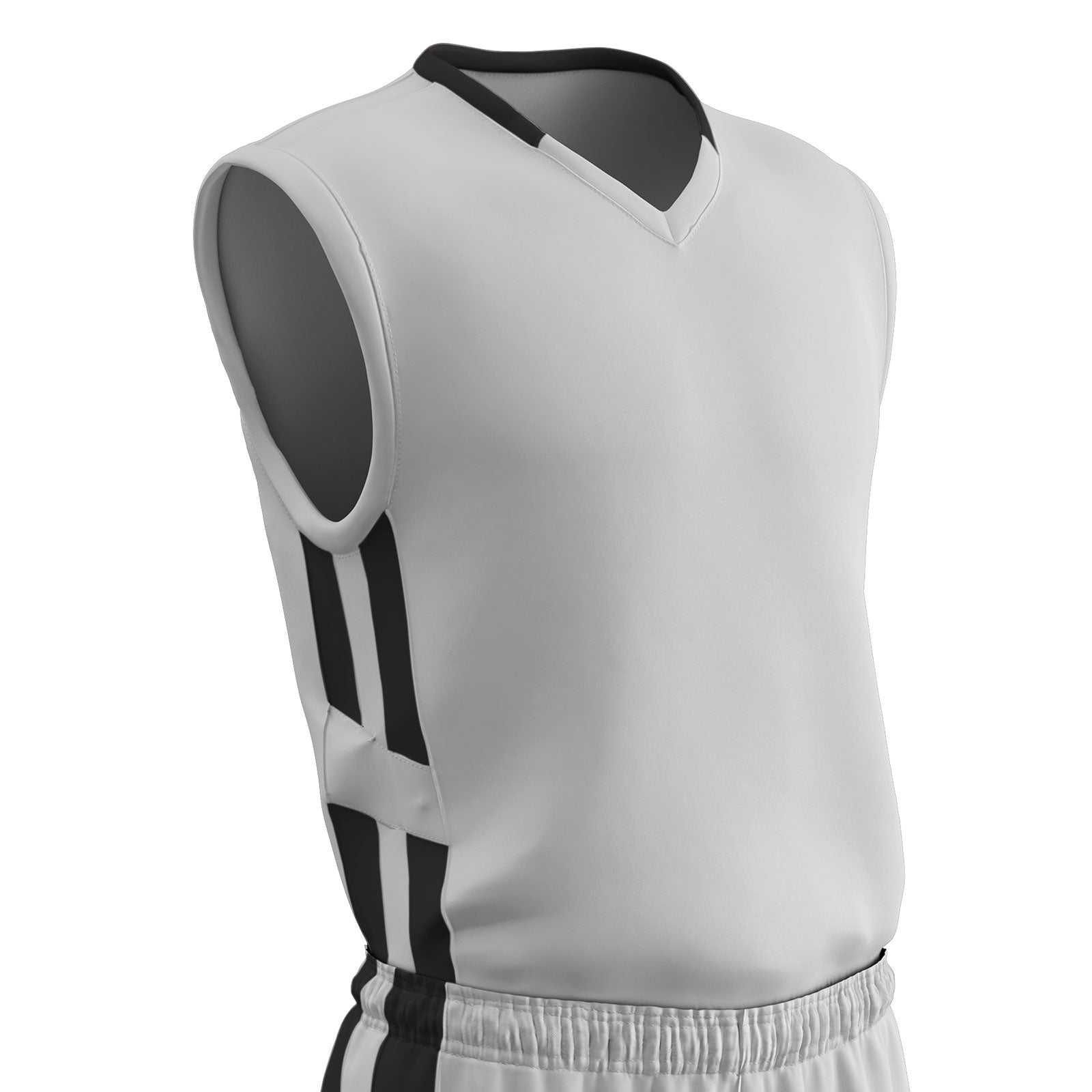 Champro BBJ9 Muscle Dri-Gear Basketball Jersey Adult & Youth - White Black - HIT a Double