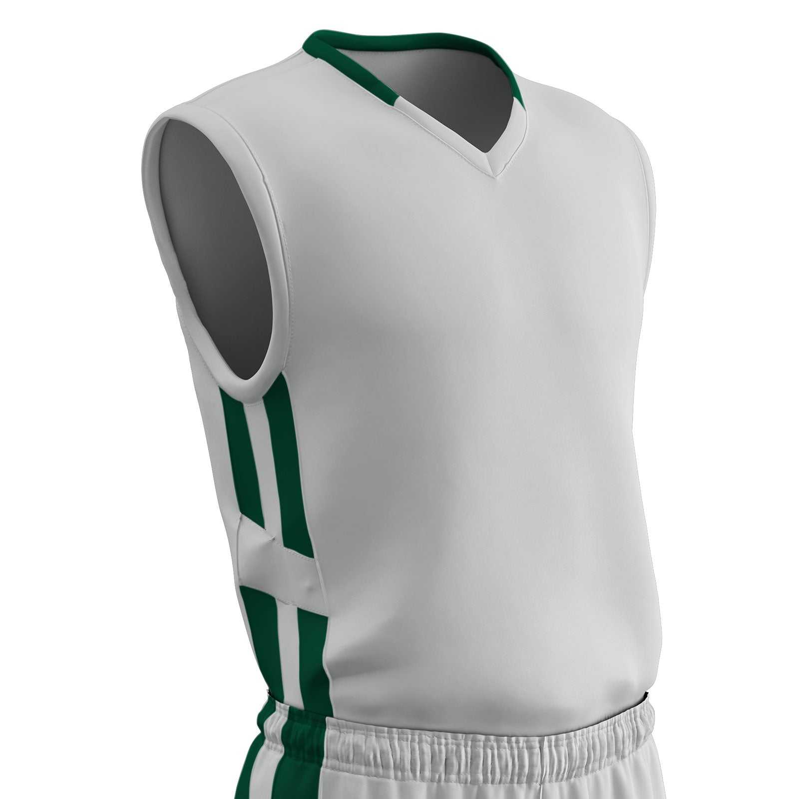 Champro BBJ9 Muscle Dri-Gear Basketball Jersey Adult & Youth - White Forest - HIT a Double