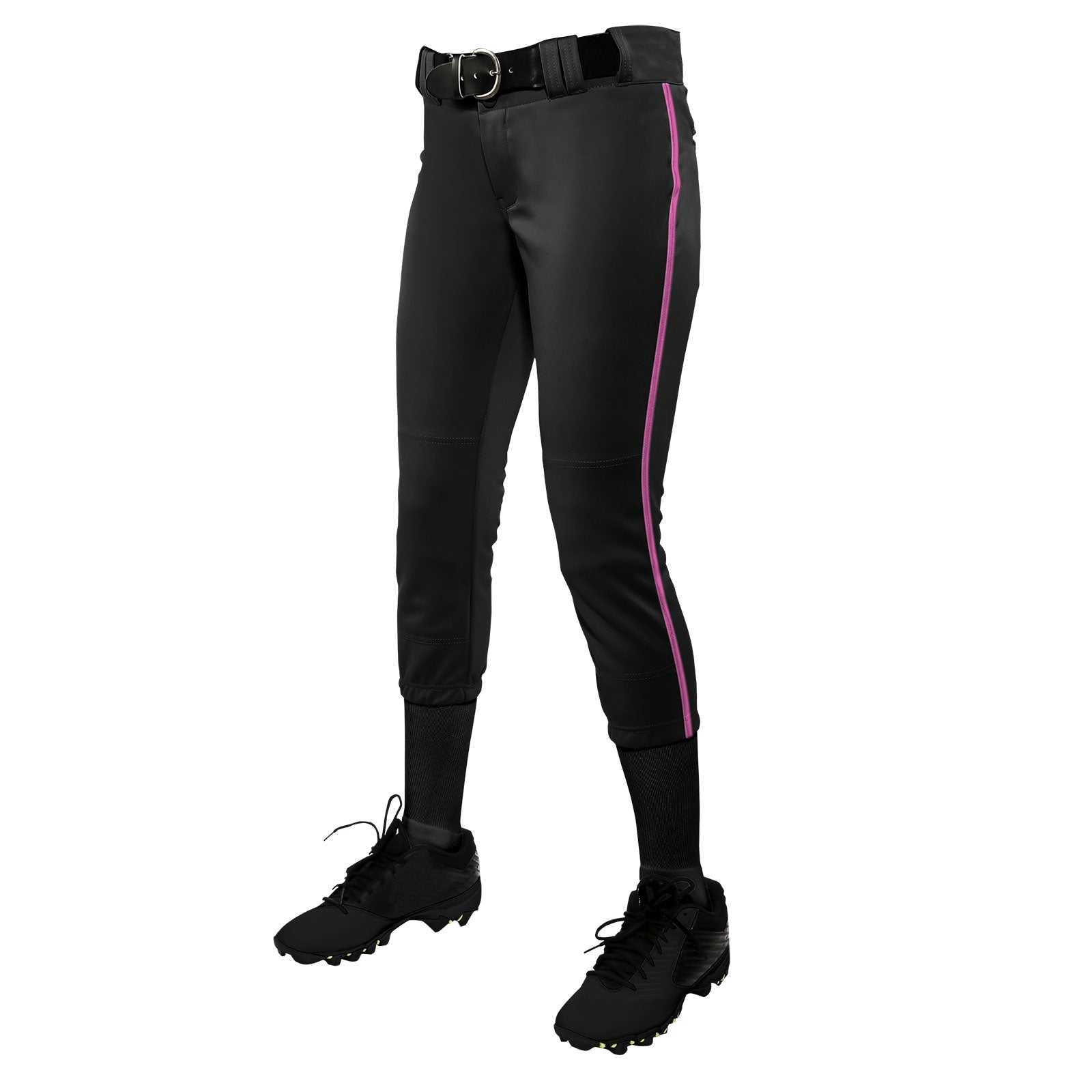Champro BP11P Tournament with Pipe Softball Pant - Black Pink - HIT a Double