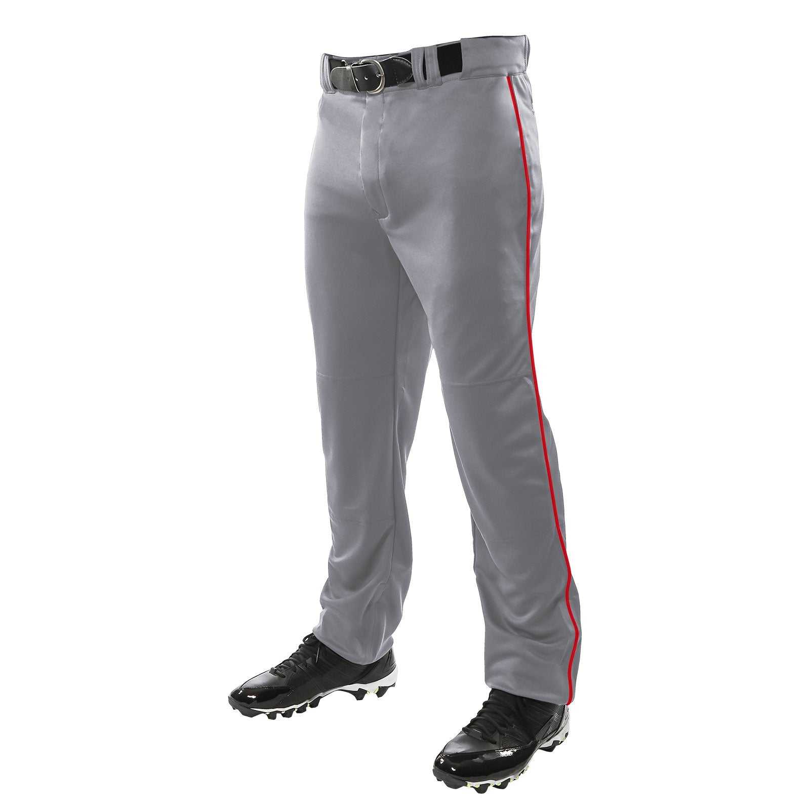 Champro BP91U Triple Crown Open Bottom Pant with Piping - Gray Scarlet - HIT a Double