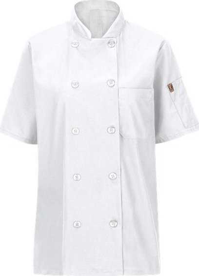 Chef Designs 045X Women's Mimix Short Sleeve Chef Coat with OilBlok - White - HIT a Double - 1