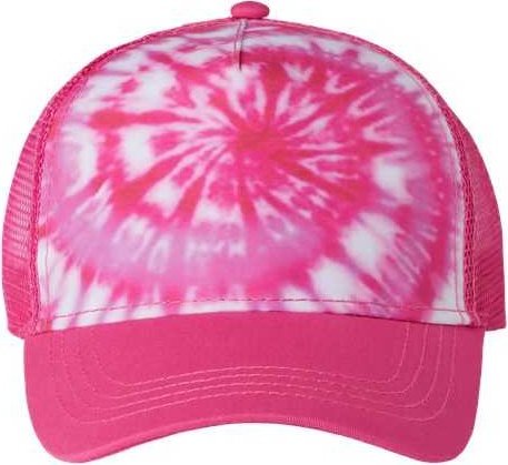 Colortone 9200 Tie-Dyed 5-Panel Trucker Cap - Spider Pink - HIT a Double