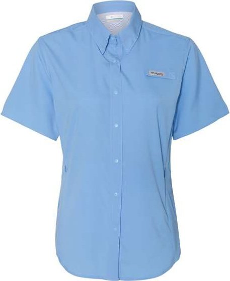 Columbia 127571 Women's PFG Tamiami II Short Sleeve Shirt - White Cap Blue - HIT a Double