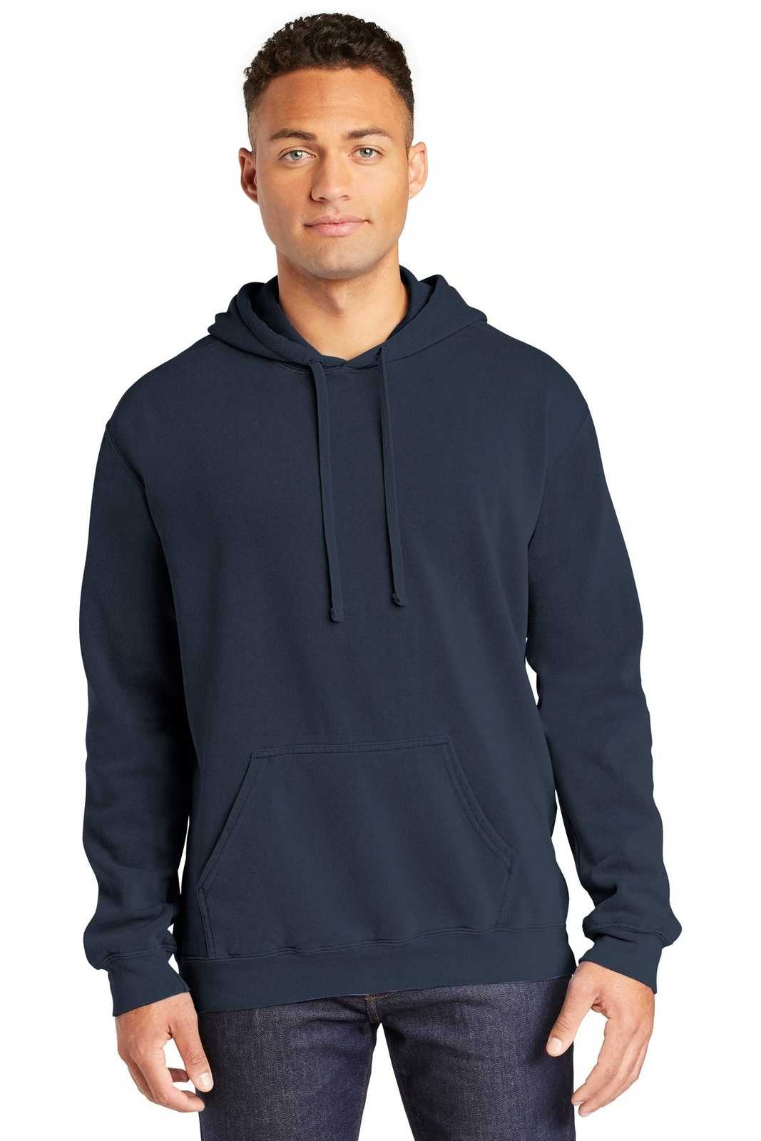 Comfort Colors 1567 Ring Spun Hooded Sweatshirt - True Navy - HIT a Double
