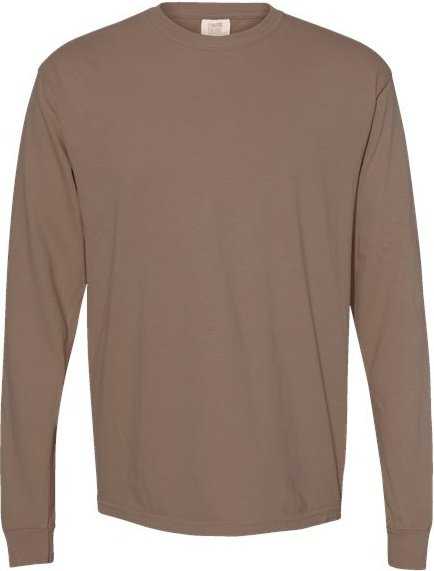 Comfort Colors 6014 Garment-Dyed Heavyweight Long Sleeve T-Shirt - Espresso" - "HIT a Double
