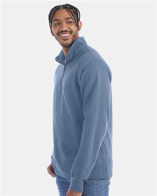 Comfortwash GDH425 Garment-Dyed Quarter-Zip Sweatshirt - Saltwater" - "HIT a Double
