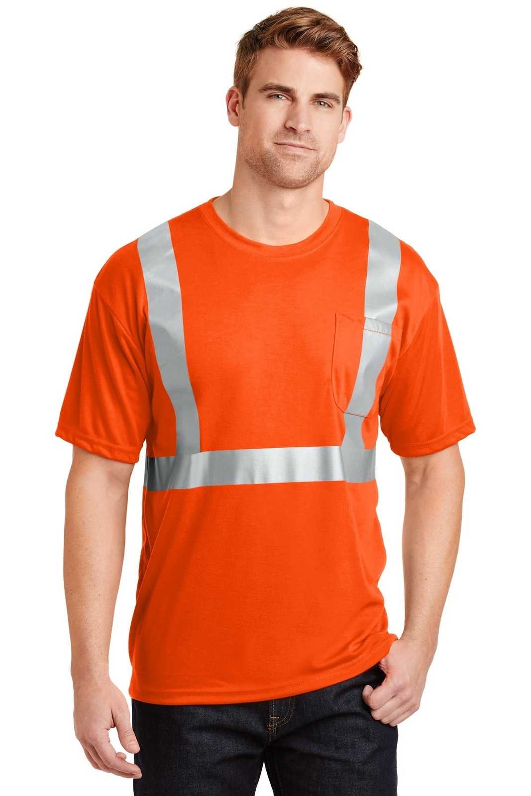 CornerStone CS401 ANSI 107 Class 2 Safety T-Shirt - Safety Orange Reflective - HIT a Double - 1
