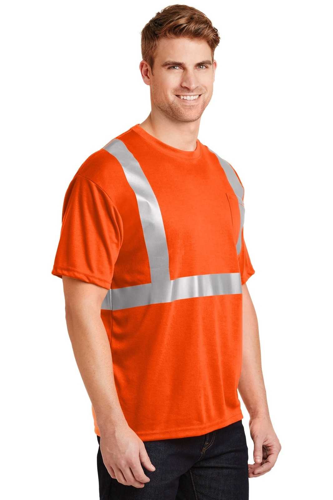 CornerStone CS401 ANSI 107 Class 2 Safety T-Shirt - Safety Orange Reflective - HIT a Double - 4