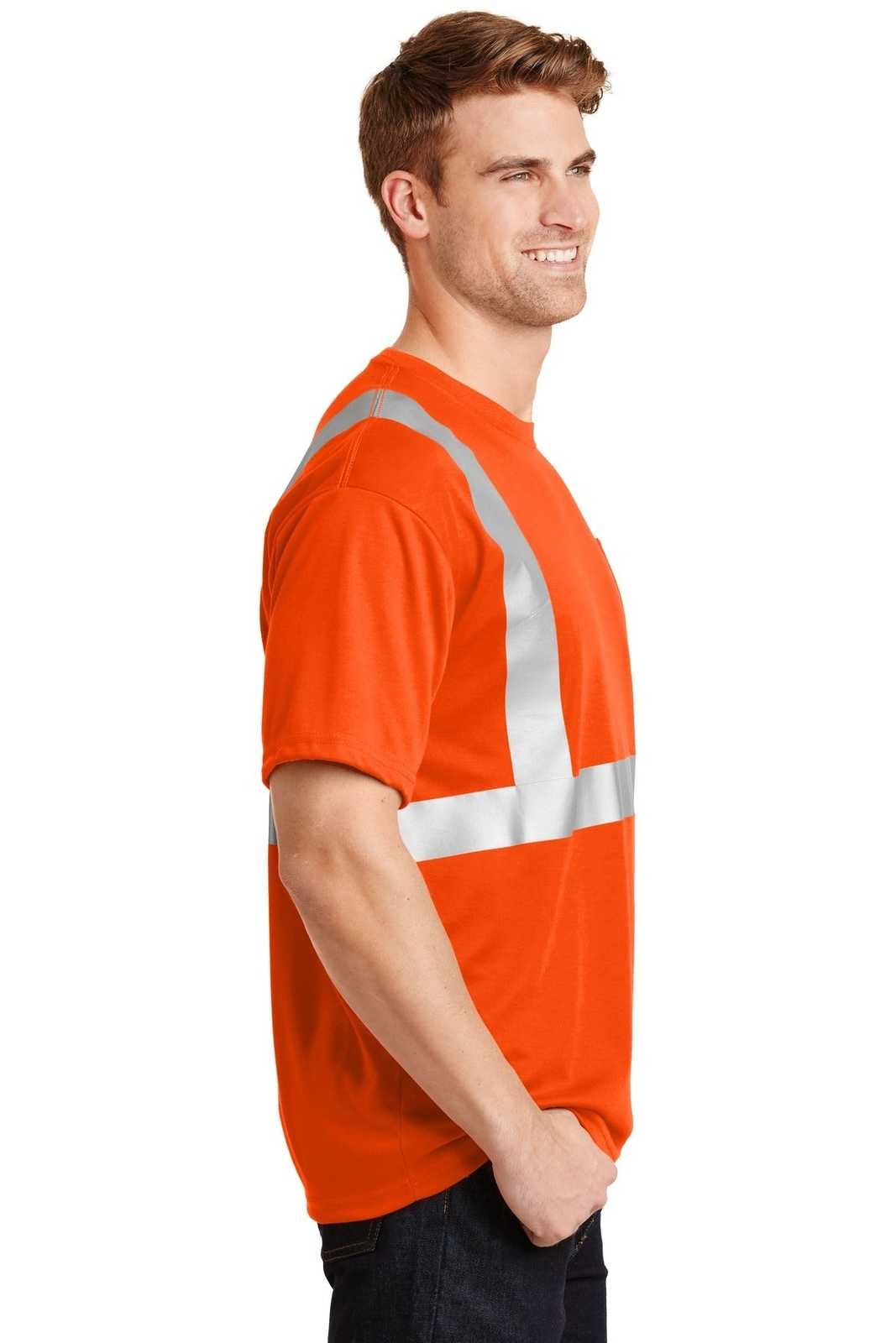 CornerStone CS401 ANSI 107 Class 2 Safety T-Shirt - Safety Orange Reflective - HIT a Double - 3