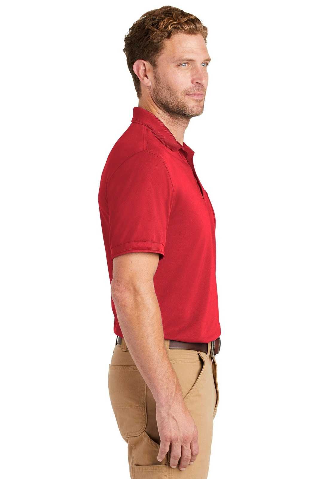 CornerStone CS4020P Industrial Snag-Proof Pique Pocket Polo - Red - HIT a Double - 3