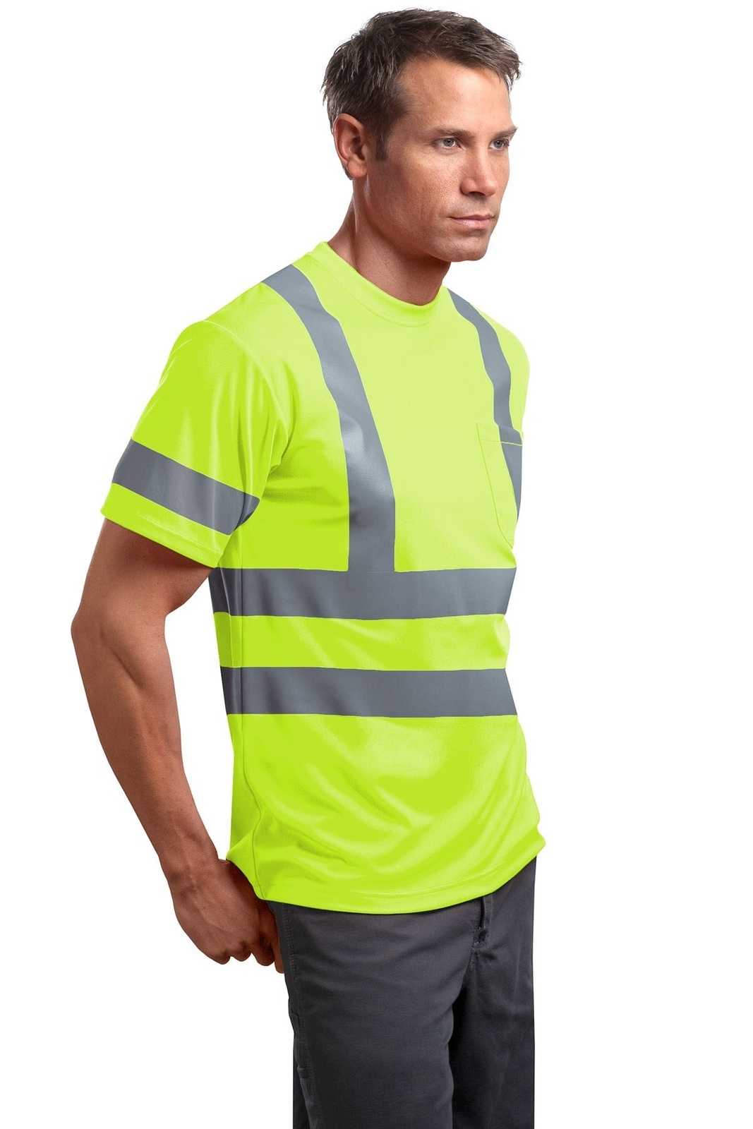 CornerStone CS408 Ansi 107 Class 3 Short Sleeve Snag-Resistant Reflective T-Shirt - Safety Yellow - HIT a Double - 4