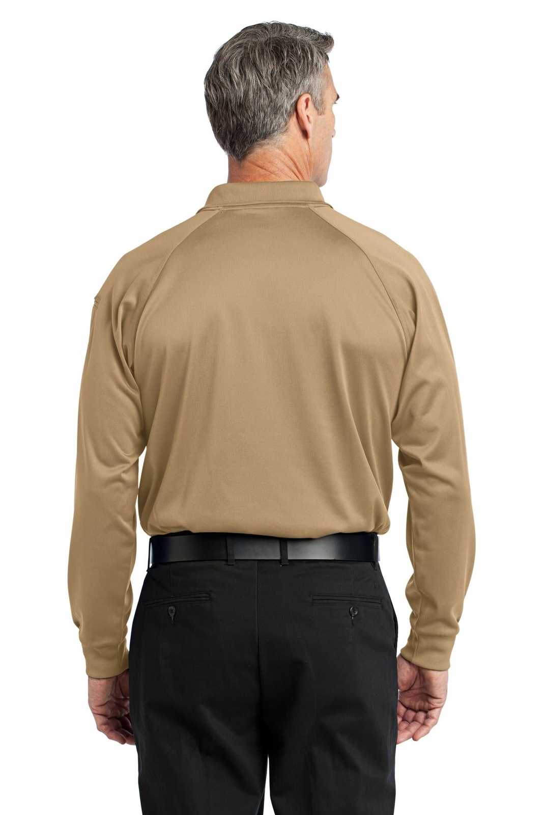 CornerStone CS410LS Select Long Sleeve Snag-Proof Tactical Polo - Tan - HIT a Double - 1