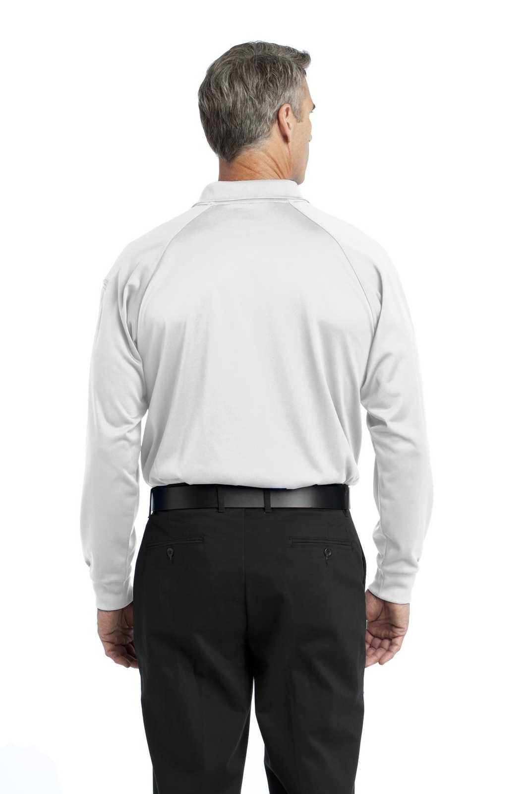 CornerStone CS410LS Select Long Sleeve Snag-Proof Tactical Polo - White - HIT a Double - 1