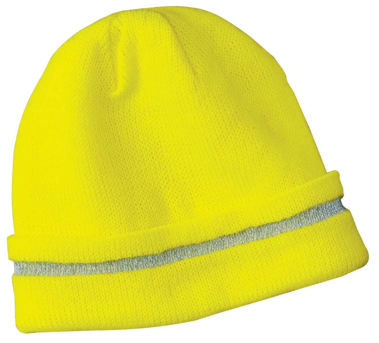 CornerStone CS800 Enhanced Visibility Beanie with Reflective Stripe - Safety Yellow Reflective - HIT a Double - 1