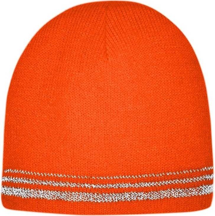 CornerStone CS804 Lined Enhanced Visibility with Reflective Stripes Beanie CS804 - Safety Orange Reflective - HIT a Double - 1