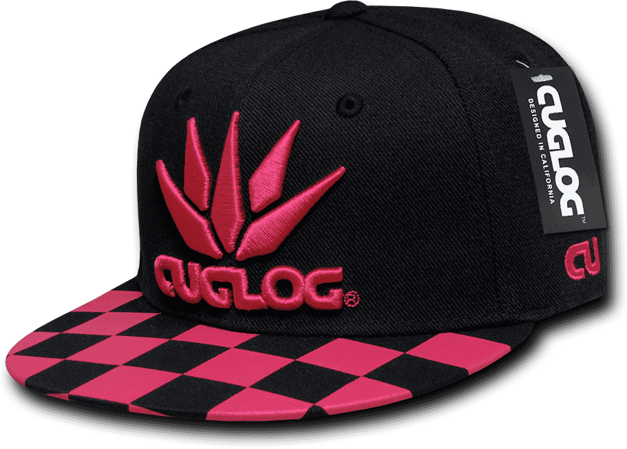Cuglog C29 CUGLOG Checker Snapback Cap - Black Hot Pink1 - HIT a Double