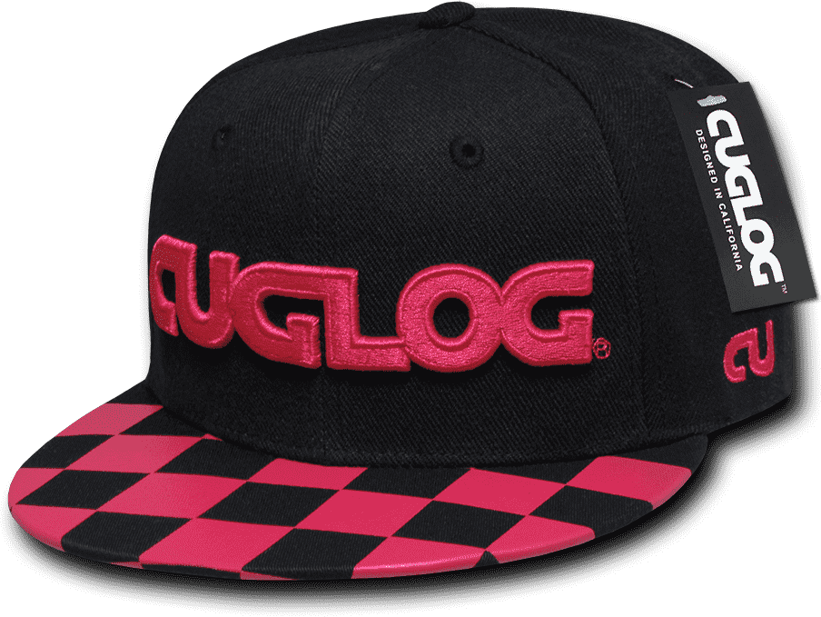 Cuglog C29 CUGLOG Checker Snapback Cap - Black Hot Pink2 - HIT a Double