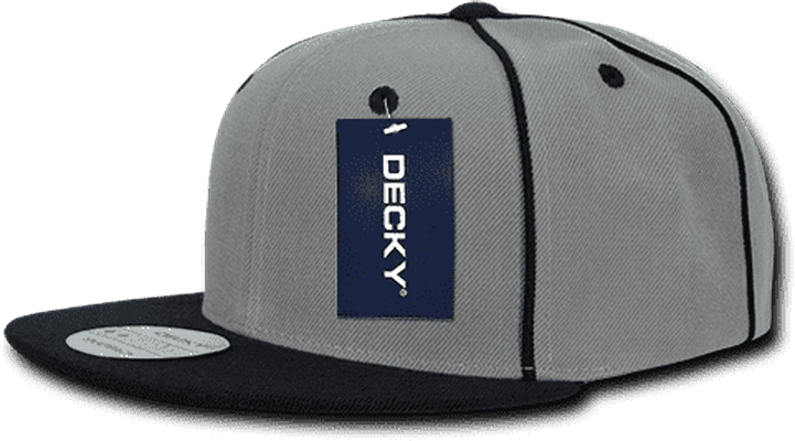 Decky 1078 Piped Crown Snapback Cap - Black - HIT a Double