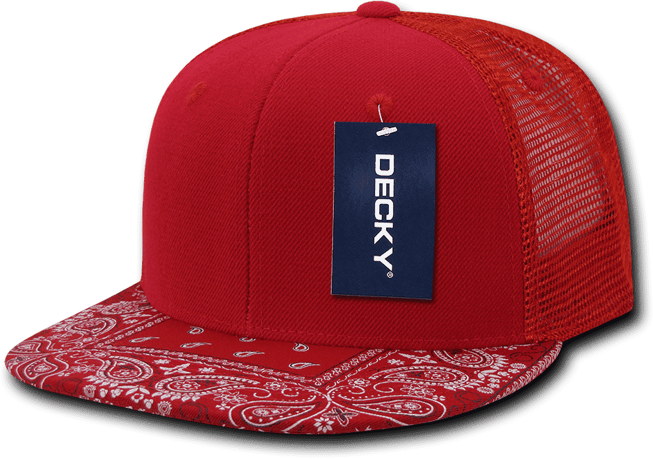 Decky 1083 Bandanna Trucker Cap - Red Red - HIT A Double