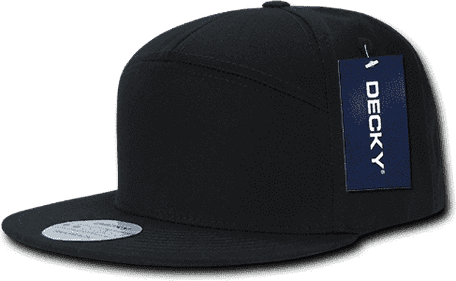 Decky 1098 7 Panel Cotton Snapback Cap - Black - HIT a Double