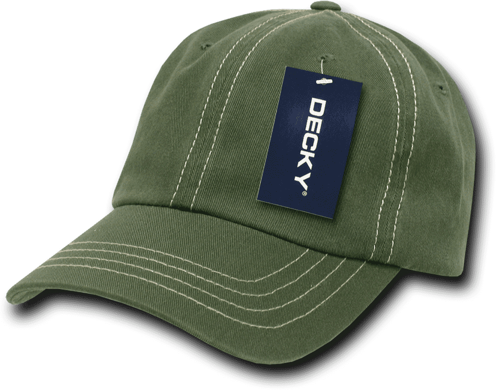 Decky 111 Contra-Stitch Washed Polo Cap - Olive Khaki - HIT a Double