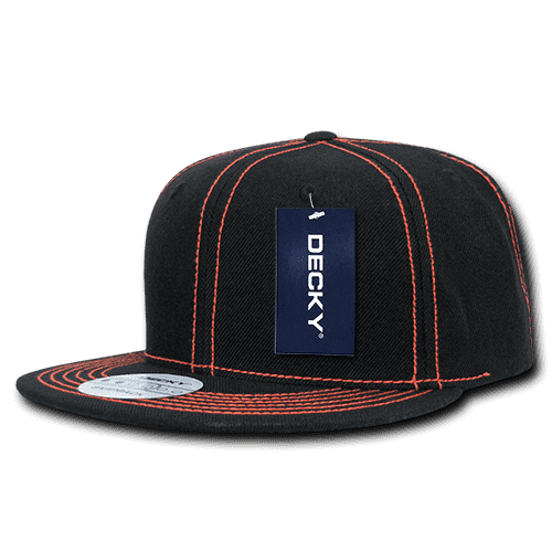Decky 358 Contra-Stitch Snapback Cap - Black Orange - HIT a Double